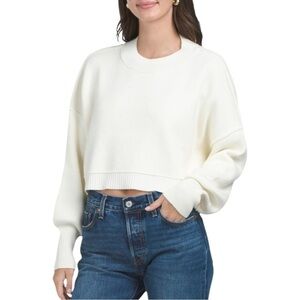 Free People Easy Street Crop Sweater Cream Mock Neck XS